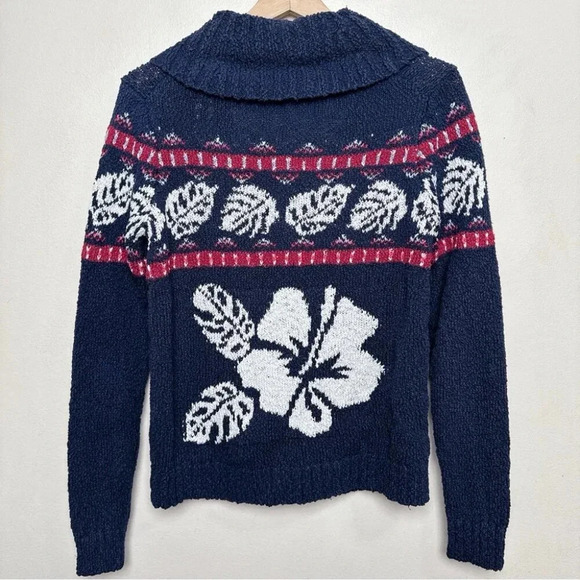 Tommy Bahama Womens  Xsmall Tropical Fair Isle Cardigan Ocean Deep - Picture 16 of 16